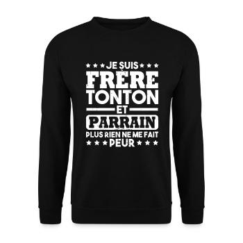Frère tonton et Parrain - Sweat-shirt Unisexe - noir - Devant - Alina (178cm) & Michal (187cm)