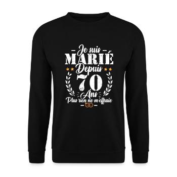 Je suis marié depuis 70 ans, Cadeau 70 mariage - Sweat-shirt Unisexe - noir - Devant - Alina (178cm) & Michal (187cm)