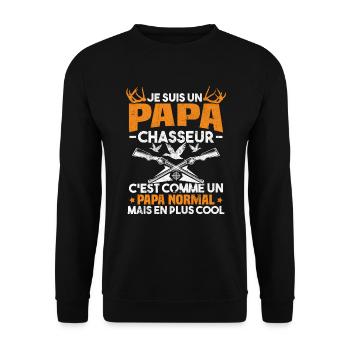 Un papa chasseur c'est comme un papa normal - Sweat-shirt Unisexe - noir - Devant - Alina (178cm) & Michal (187cm)