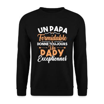 un papa formidable donne un papy exceptionnel - Sweat-shirt Unisexe - noir - Devant - Alina (178cm) & Michal (187cm)