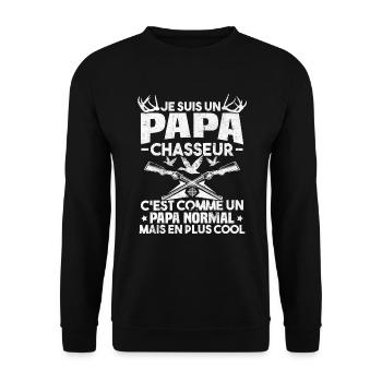 Un papa chasseur c'est comme un papa normal - Sweat-shirt Unisexe - noir - Devant - Alina (178cm) & Michal (187cm)