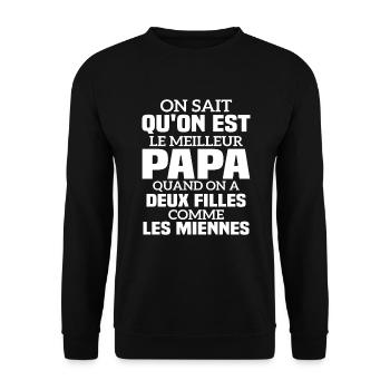 Le meilleur papa quand on a deux fille - Sweat-shirt Unisexe - noir - Devant - Alina (178cm) & Michal (187cm)