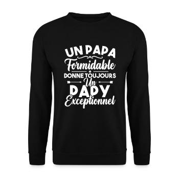 un papa formidable donne un papy exceptionnel - Sweat-shirt Unisexe - noir - Devant - Alina (178cm) & Michal (187cm)