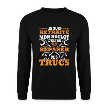 Retraité mon boulot est de réparer des trucs - Sweat-shirt Unisexe - noir - Devant - Alina (178cm) & Michal (187cm)