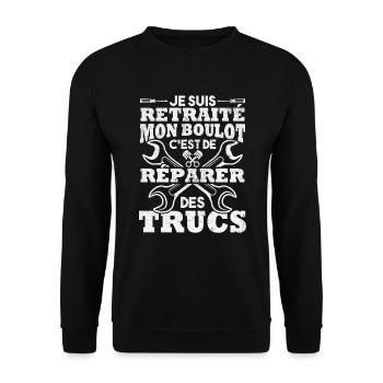 Retraité mon boulot est de réparer des trucs - Sweat-shirt Unisexe - noir - Devant - Alina (178cm) & Michal (187cm)