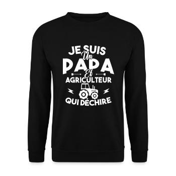 Papa et agriculteur - Sweat-shirt Unisexe - noir - Devant - Alina (178cm) & Michal (187cm)