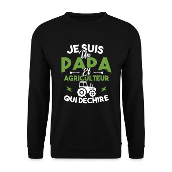 Papa et agriculteur - Sweat-shirt Unisexe - noir - Devant - Alina (178cm) & Michal (187cm)