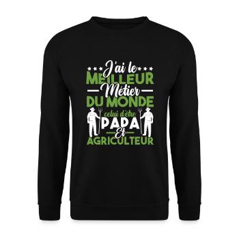 Papa et Agriculteur - Humour papa agriculteur - Sweat-shirt Unisexe - noir - Devant - Alina (178cm) & Michal (187cm)