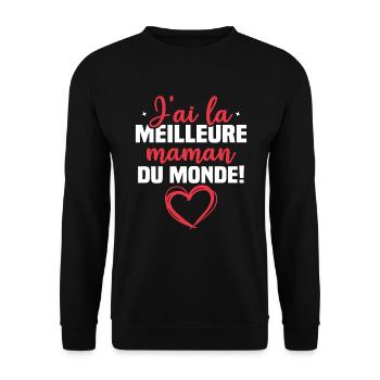 J ai la meilleure maman du monde - Sweat-shirt Unisexe - noir - Devant - Alina (178cm) & Michal (187cm)