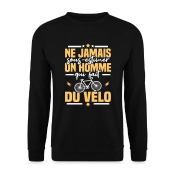 Ne jamais sous-estimer un homme qui fait du vélo - Sweat-shirt Unisexe - noir - Devant - Alina (178cm) & Michal (187cm)