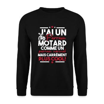 J ai un parrain motard comme un parrain normal - Sweat-shirt Unisexe - noir - Devant - Alina (178cm) & Michal (187cm)