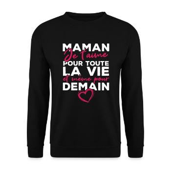 Maman je t'aime pour toute la vie - Sweat-shirt Unisexe - noir - Devant - Alina (178cm) & Michal (187cm)