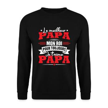 Le meilleur papa mon roi, je t'aime papa - Sweat-shirt Unisexe - noir - Devant - Alina (178cm) & Michal (187cm)