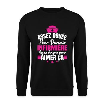 Assez douée pour devenir infirmière - Sweat-shirt Unisexe - noir - Devant - Alina (178cm) & Michal (187cm)