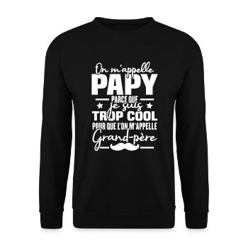 Papy car je suis trop cool / Cadeau grand-père - Sweat-shirt Unisexe - noir - Devant - Alina (178cm) & Michal (187cm)