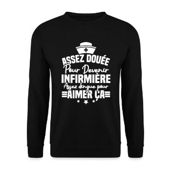 Assez douée pour devenir infirmière - Sweat-shirt Unisexe - noir - Devant - Alina (178cm) & Michal (187cm)