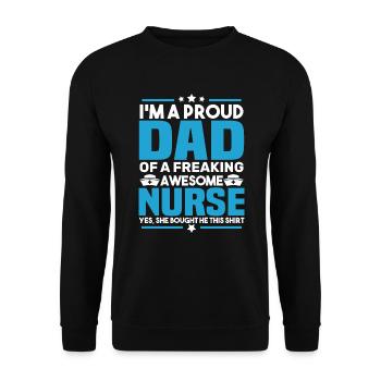Proud to be the father of a great nurse - Unisex Sweatshirt - black - Front - Alina (178cm) & Michal (187cm)