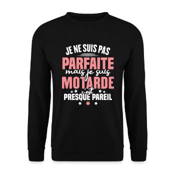 Je ne suis pas parfait mais je suis motard - Sweat-shirt Unisexe - noir - Devant - Alina (178cm) & Michal (187cm)