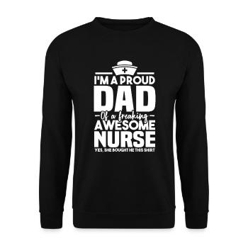 Proud to be the father of a great nurse - Unisex Sweatshirt - black - Front - Alina (178cm) & Michal (187cm)