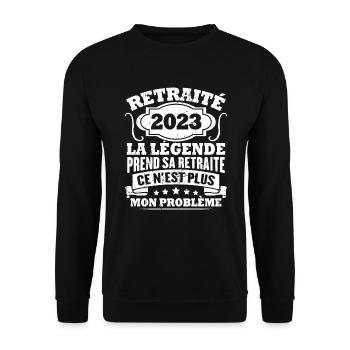 Humour Cadeau Retraité 2023, Retraité En 2023 - Sweat-shirt Unisexe - noir - Devant - Alina (178cm) & Michal (187cm)