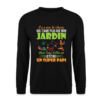 J'aime mon jardin et un super papi - Sweat-shirt Unisexe - noir - Devant - Alina (178cm) & Michal (187cm)