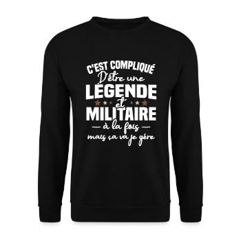 Légende et militaire - Sweat-shirt Unisexe - noir - Devant - Alina (178cm) & Michal (187cm)