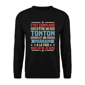 Tonton et Parrain - Sweat-shirt Unisexe - noir - Devant - Alina (178cm) & Michal (187cm)