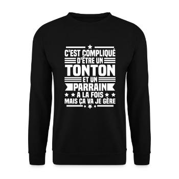 Tonton et Parrain - Sweat-shirt Unisexe - noir - Devant - Alina (178cm) & Michal (187cm)