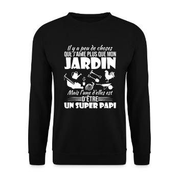 J'aime mon jardin et un super papi - Sweat-shirt Unisexe - noir - Devant - Alina (178cm) & Michal (187cm)