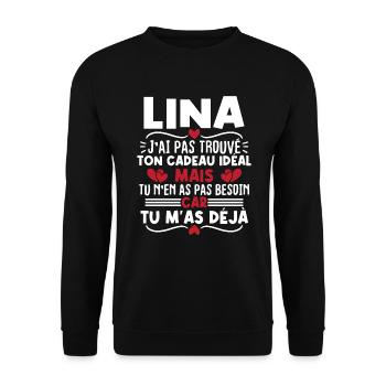 Lina j'ai pas trouvé ton cadeau idéal... - Sweat-shirt Unisexe - noir - Devant - Alina (178cm) & Michal (187cm)
