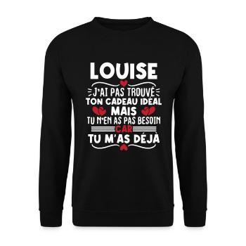 Louise j'ai pas trouvé ton cadeau idéal... - Sweat-shirt Unisexe - noir - Devant - Alina (178cm) & Michal (187cm)