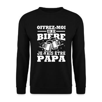 Offrez moi une bière je vais être papa - Sweat-shirt Unisexe - noir - Devant - Alina (178cm) & Michal (187cm)