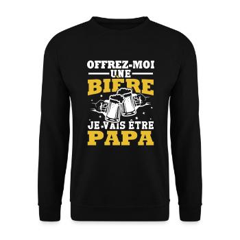 Offrez moi une bière je vais être papa - Sweat-shirt Unisexe - noir - Devant - Alina (178cm) & Michal (187cm)