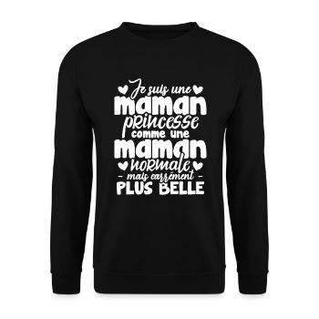 Je suis une maman princesse carrément plus belle - Sweat-shirt Unisexe - noir - Devant - Alina (178cm) & Michal (187cm)