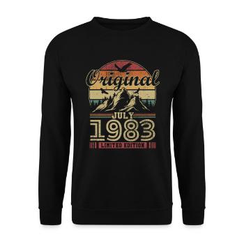 Original Juillet 1983 Vintage Anniversaire 1983 - Sweat-shirt Unisexe - noir - Devant - Alina (178cm) & Michal (187cm)