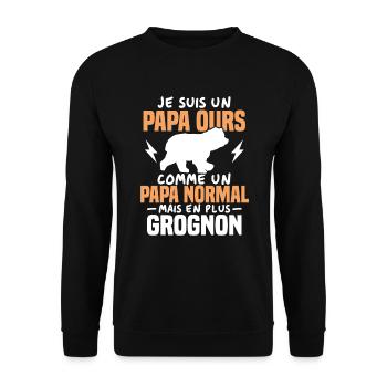 Je suis un papa ours comme un papa normal cadeau - Sweat-shirt Unisexe - noir - Devant - Alina (178cm) & Michal (187cm)