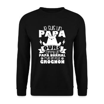 Je suis un papa ours comme un papa normal cadeau - Sweat-shirt Unisexe - noir - Devant - Alina (178cm) & Michal (187cm)
