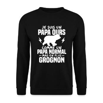 Je suis un papa ours comme un papa normal cadeau - Sweat-shirt Unisexe - noir - Devant - Alina (178cm) & Michal (187cm)
