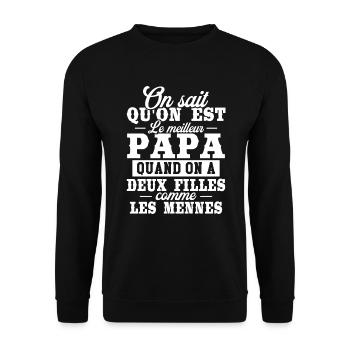 Qu'on est le meilleur papa quand on a deux filles - Sweat-shirt Unisexe - noir - Devant - Alina (178cm) & Michal (187cm)