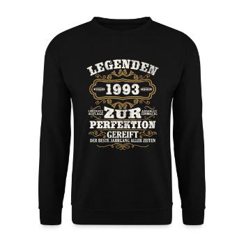Jahrgang 1993 Legende Geburtsjahr 1993 Geschenk - Unisex Pullover - Schwarz - Vorne - Alina (178cm) & Michal (187cm)
