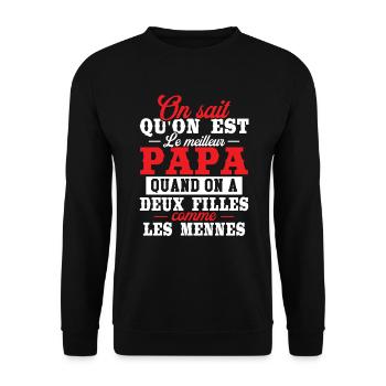Qu'on est le meilleur papa quand on a deux filles - Sweat-shirt Unisexe - noir - Devant - Alina (178cm) & Michal (187cm)