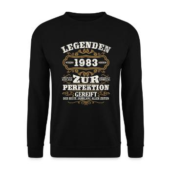 Jahrgang 1983 Legende Geburtsjahr 1983 Geschenk - Unisex Pullover - Schwarz - Vorne - Alina (178cm) & Michal (187cm)