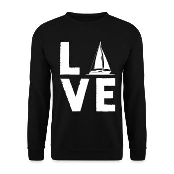 LOVE SAILING BOAT SAIL SHIP SEGELSCHIFF - Unisex Pullover - Schwarz - Vorne - Alina (178cm) & Michal (187cm)