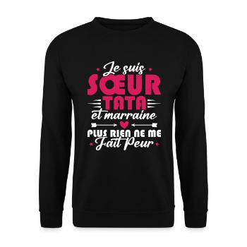 Sœur Tata et Marraine - Sweat-shirt Unisexe - noir - Devant - Alina (178cm) & Michal (187cm)