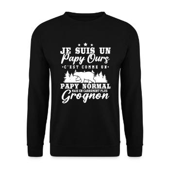 Je suis un papy ours grognon - cadeau humour papy - Sweat-shirt Unisexe - noir - Devant - Alina (178cm) & Michal (187cm)