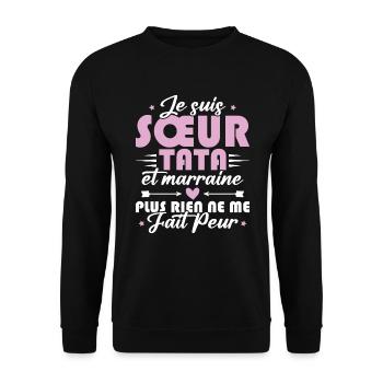 Sœur Tata et Marraine - Sweat-shirt Unisexe - noir - Devant - Alina (178cm) & Michal (187cm)