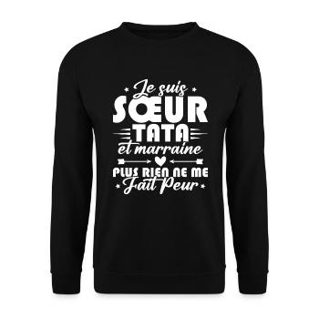 Sœur Tata et Marraine - Sweat-shirt Unisexe - noir - Devant - Alina (178cm) & Michal (187cm)