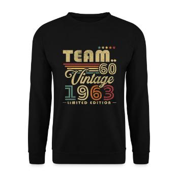 Vintage 1963 rétro cadeau d'anniversaire 60 ans - Sweat-shirt Unisexe - noir - Devant - Alina (178cm) & Michal (187cm)
