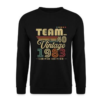 Vintage 1983 rétro cadeau d'anniversaire 40 ans - Sweat-shirt Unisexe - noir - Devant - Alina (178cm) & Michal (187cm)