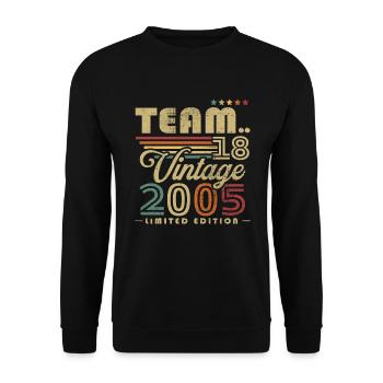 Vintage 2005 rétro cadeau d'anniversaire 18 ans - Sweat-shirt Unisexe - noir - Devant - Alina (178cm) & Michal (187cm)
